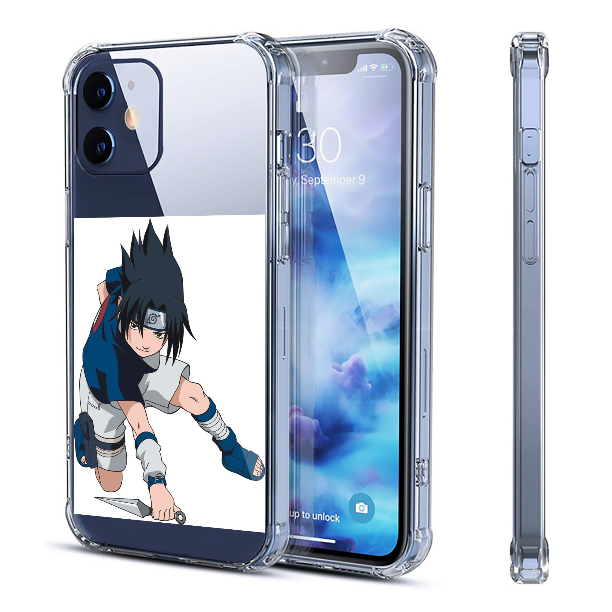 （画像用） NARUTO -ナルト- うちは サスケ Uchiha Sasuke 【iPhone 12シリーズ対応】透明スマホケース（クリアソフトケース）